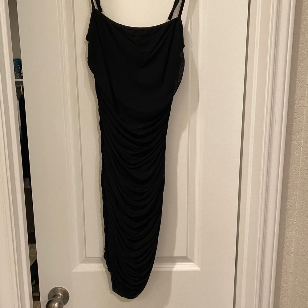 Amazon Black Midi Dress with Ruched Design